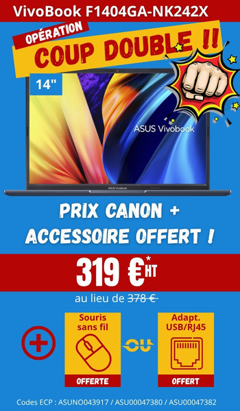 Opértion Coup Double | Notebook à prix canon + Accessoire Offert !